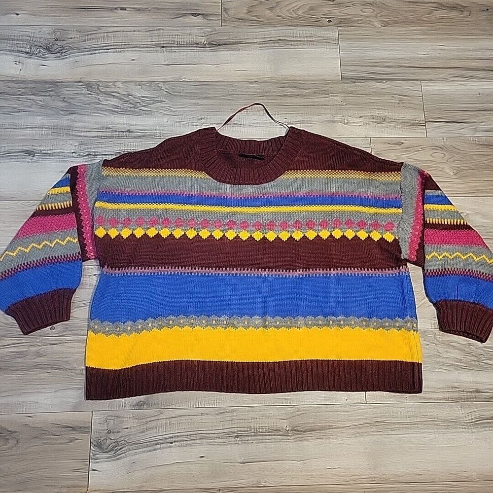 Lane Bryant Sweater Womens Plus Size 26/28 Multicolor Fair Isle Pullover NEW